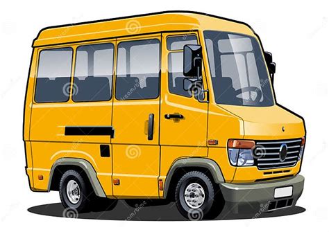 Vector Cartoon Passenger Mini Bus Stock Vector - Illustration of public ...