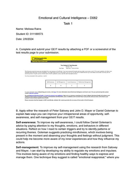 Emotional And Cultural Intelligence Task 1 Emotional And Cultural