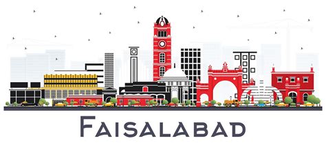 premium vector faisalabad pakistan city skyline  gray buildings