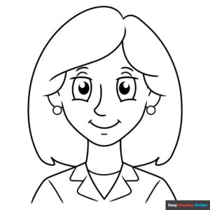 Cartoon Woman Coloring Page | Easy Drawing Guides