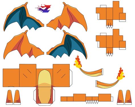 charizard  plantilla de pokemon  armar charizard papercraft