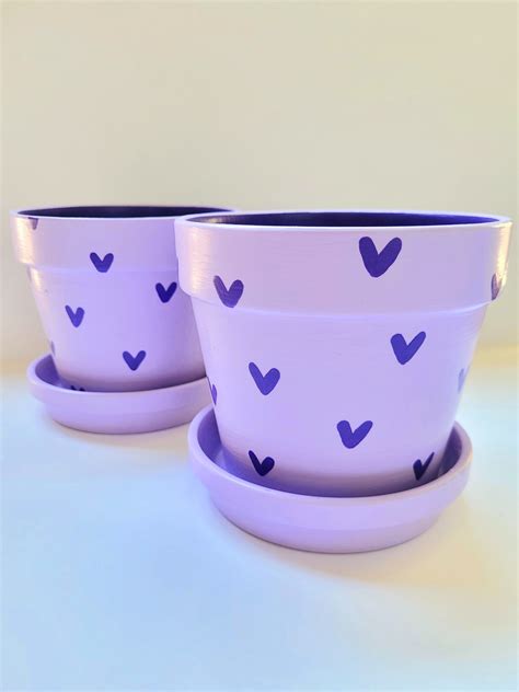 Perfectly Purple Hearts Pot Hand Painted Plant Pot - Etsy