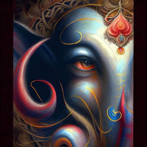 Divine Countenance An Exquisite Oil Painting Print Of Lord Ganesha S