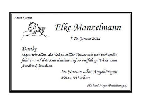 Traueranzeige 26 Januar 2022 Elke Manzelmann Geb Peters