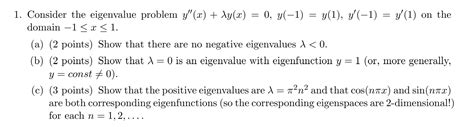 Solved Consider The Eigenvalue Problem Chegg