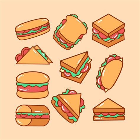 Sandwich Doodle Illustration Pack 8384800 Vector Art At Vecteezy