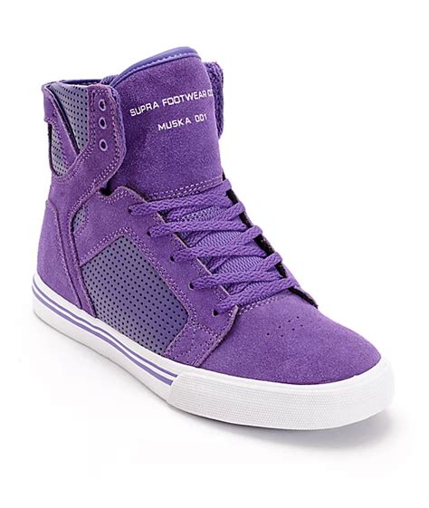 Supra Kids Skytop Purple & White Skate Shoes