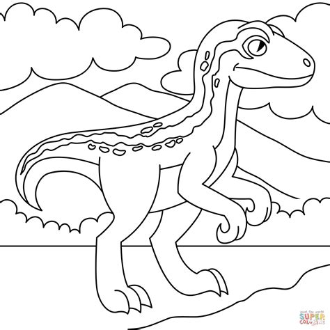 Dibujo De Velociraptor De Dibujos Animados Para Colorear Dibujos Para