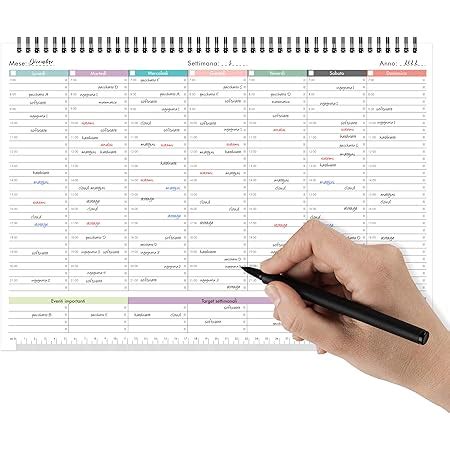 Planning Settimanale Da Tavolo Perpetuo Weekly Planner Con Date Da