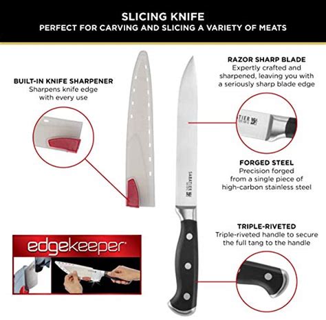 Sabatier Forged Triple Riveted Stainless Steel Slicer Knife With Edgekeeper Self Sharpening