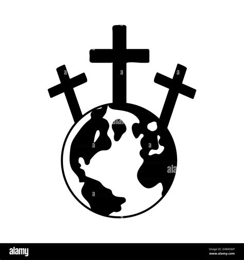 Earth Globe Icon With Crucifixion Of Jesus Calvary Icon Abstract