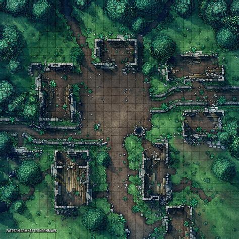 Ruined Village Battle Map 30x30 R Dndmaps