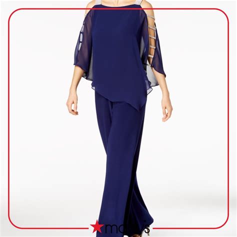 Msk Embellished Chiffon Overlay Jumpsuit Macys Embellished Chiffon