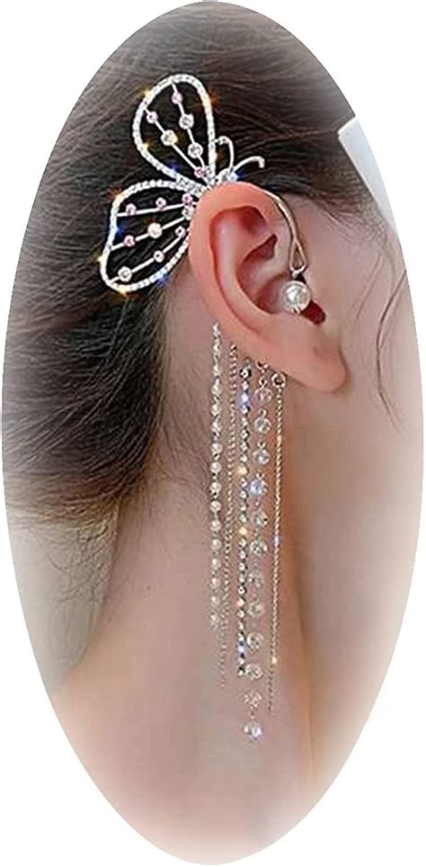 Zircon Butterfly Earrings For Women Butterfly Ear Cuff Rhinestone Wrap