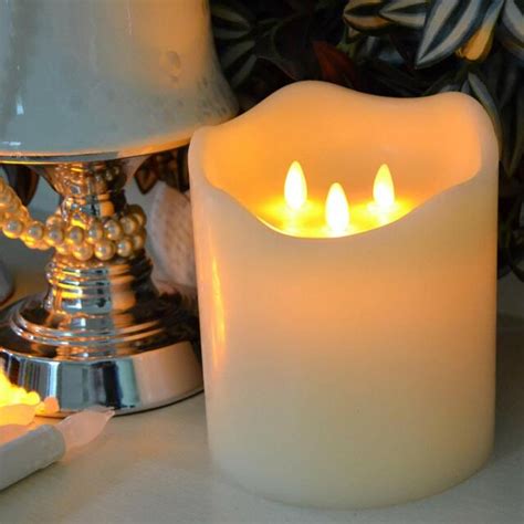 Telosma 3 Moving Wick Large Flameless Pillar Candles With Remote Control And For Sale Online Ebay