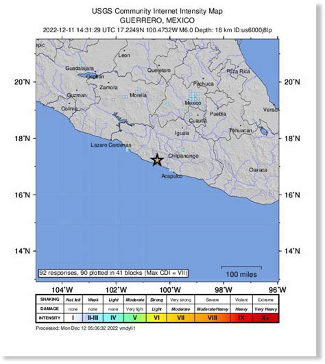 Shallow Magnitude 6 0 Earthquake Hits Southwestern Mexico Earth