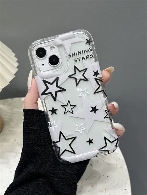 Funda De Celular Transparente Con Estampado De Estrella Moda De Mujer