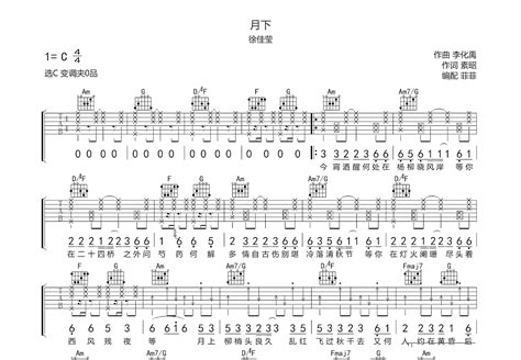 月下吉他谱徐佳莹c调弹唱87单曲版 吉他世界