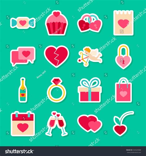 Happy Valentines Day Stickers Vector Illustration Stock Vector Royalty