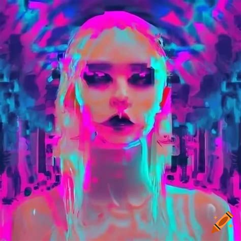 Glitchcore Vaporwave Woman On Craiyon