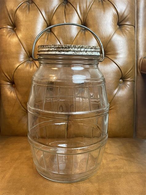 Vintage Duraglas 1 Gallon Pickle Glass Jar Bail Handle Barrel Style Ebay