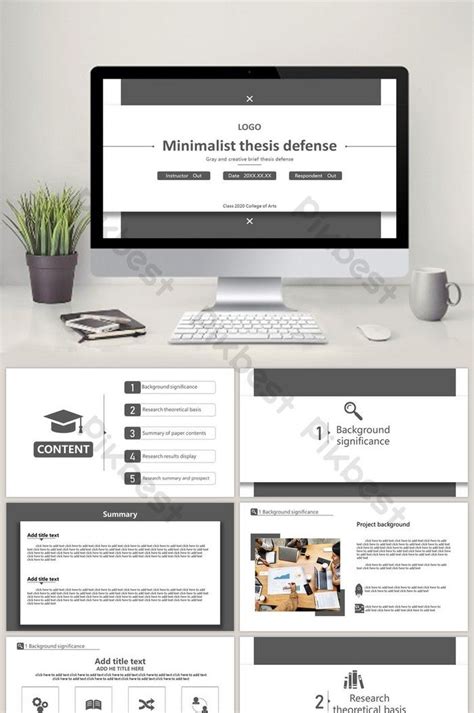 Gray and white creative simple thesis defense ppt template powerpoint ...