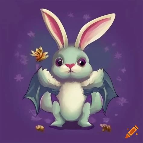 Cute creature with rabbit ears and bat wings on Craiyon