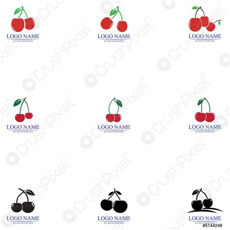 Set of Cherry logo design template vector illustration - stock vector 5144248 | Crushpixel