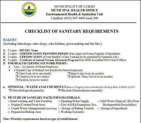 Sanitary Permits Requirements