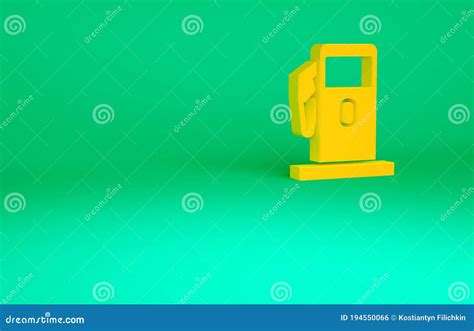 Orange Petrol Or Gas Station Icon Isolated On Green Background Car