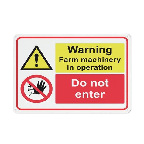 Warning Farm Machinery In Operation Do Not Enter Sign Metal Signs 12x8