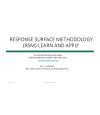 Pdf Response Surface Methodology Rsm Learn And Apply