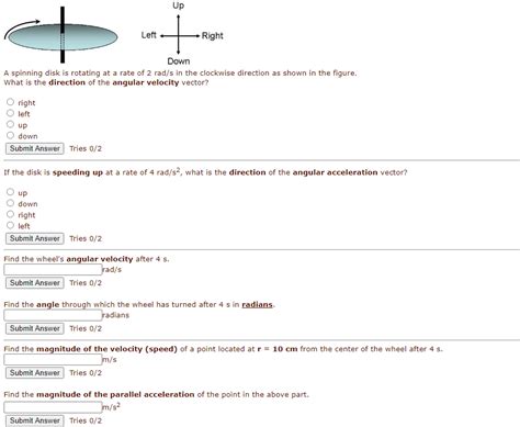 Solved Up Left Right Down A Spinning Disk Is Rotating At A