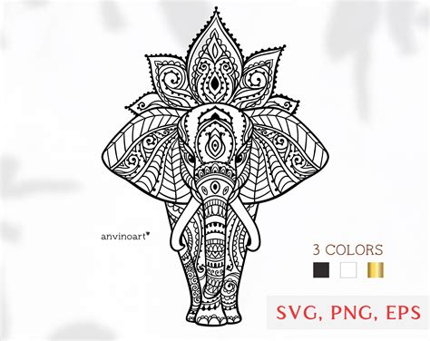 Elephant Lotus Mandala Svg Elephant Svg Svg Cut Files Etsy Canada