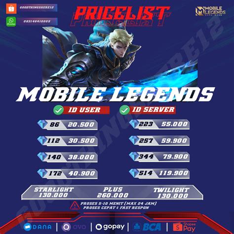 Jual INSTANT TOP UP DIAMOND MOBILE LEGENDS TERMURAH STARLIGHT ML