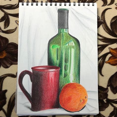 Colorful Still Life Pencil Drawing