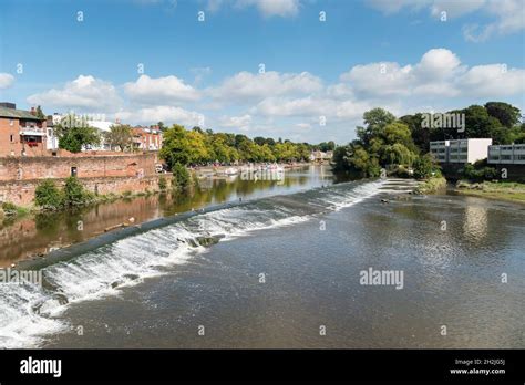 River Dee And Weir Looking Upstream From Old Dee Bridge Chester