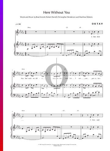 Here Without You (3 Doors Down) Piano Sheet Music - OKTAV