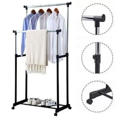 Arara De Roupa Dupla Cabideiro Sapateira Quarto Inox Rodas Shopee Brasil