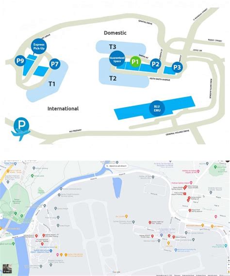 Parking Sydney International Airport SYD map