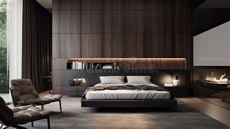 Bedroom dark wood wall stock illustration. Illustration of ambient ...