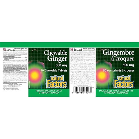 Natural Factors Chewable Ginger 500mg 90 Ct Harvest Moon Natural Foods