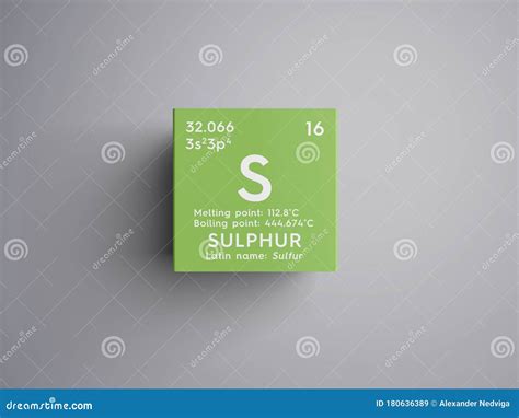 Sulphur Chemical Element Symbol On Green Background Stock Photo ...