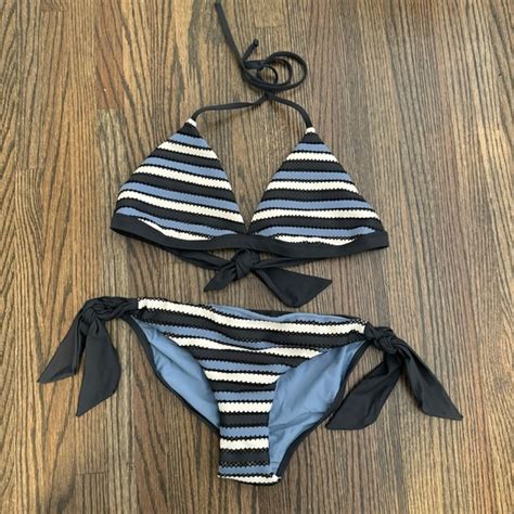 Pilyq Swim Pilyq Sky Blue Venice Stripe Bikini Swimsuit Set Size Dl Poshmark