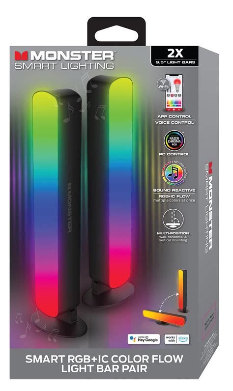 Monster LED 2 Pack Smart Wi Fi Color Flow Light Bar Customizable