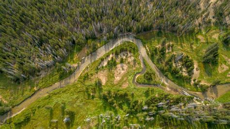 Aerial View Of Cape Horn Creek In The Idaho Wilderness Running T Stock