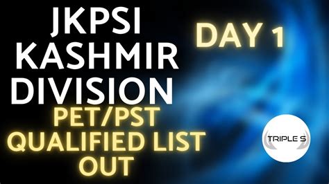 Jkpsi Pet Pst Kashmir Division Day Qualified List Out Youtube