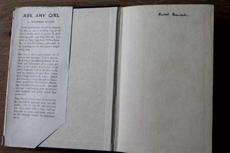 Ask Any Girl By Winifred Wolfe Good Hardcover 1959 1st Edition Wisbech Community Hub