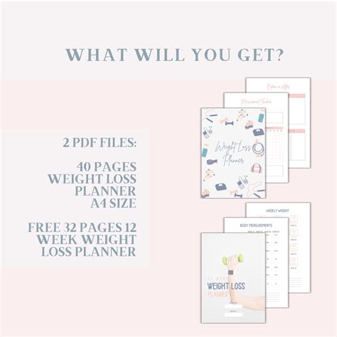 Printable Weight Loss Planner Fitness Planner Weight Loss Journal Digital Planner Meal