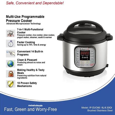 Instant Pot Ip Duo60 7 In 1 Multi Functional Pressure Cooker 6qt1000w 6 Quart Instantpot